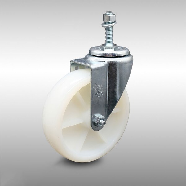 5 Inch SS Nylon Wheel Swivel 10mm Threaded Stem Caster Wheel